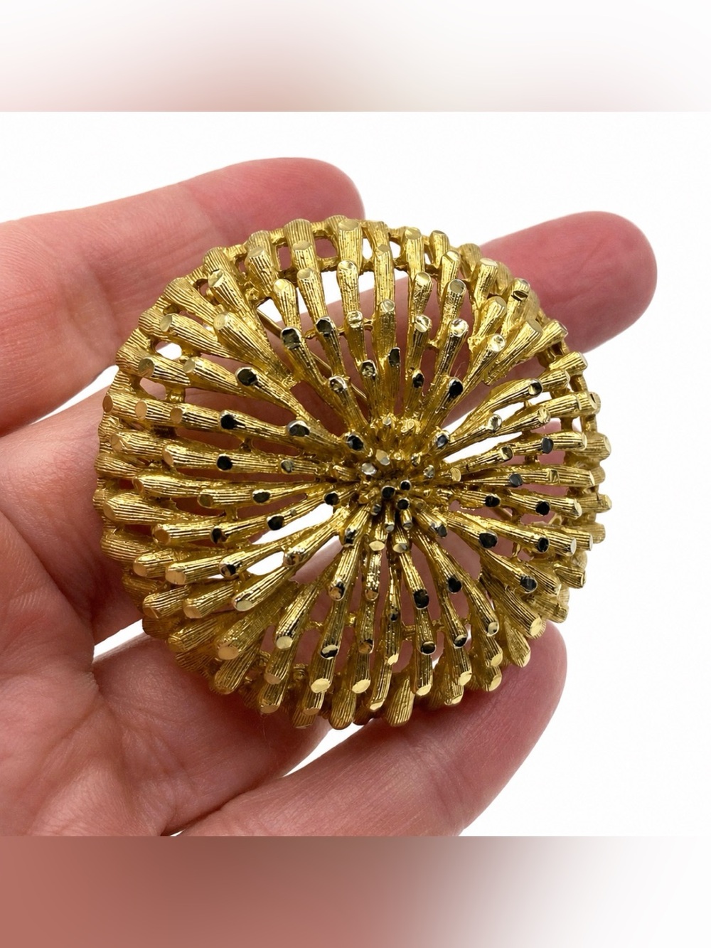 Coro Gold Tone Burst Dome Brooch Vintage